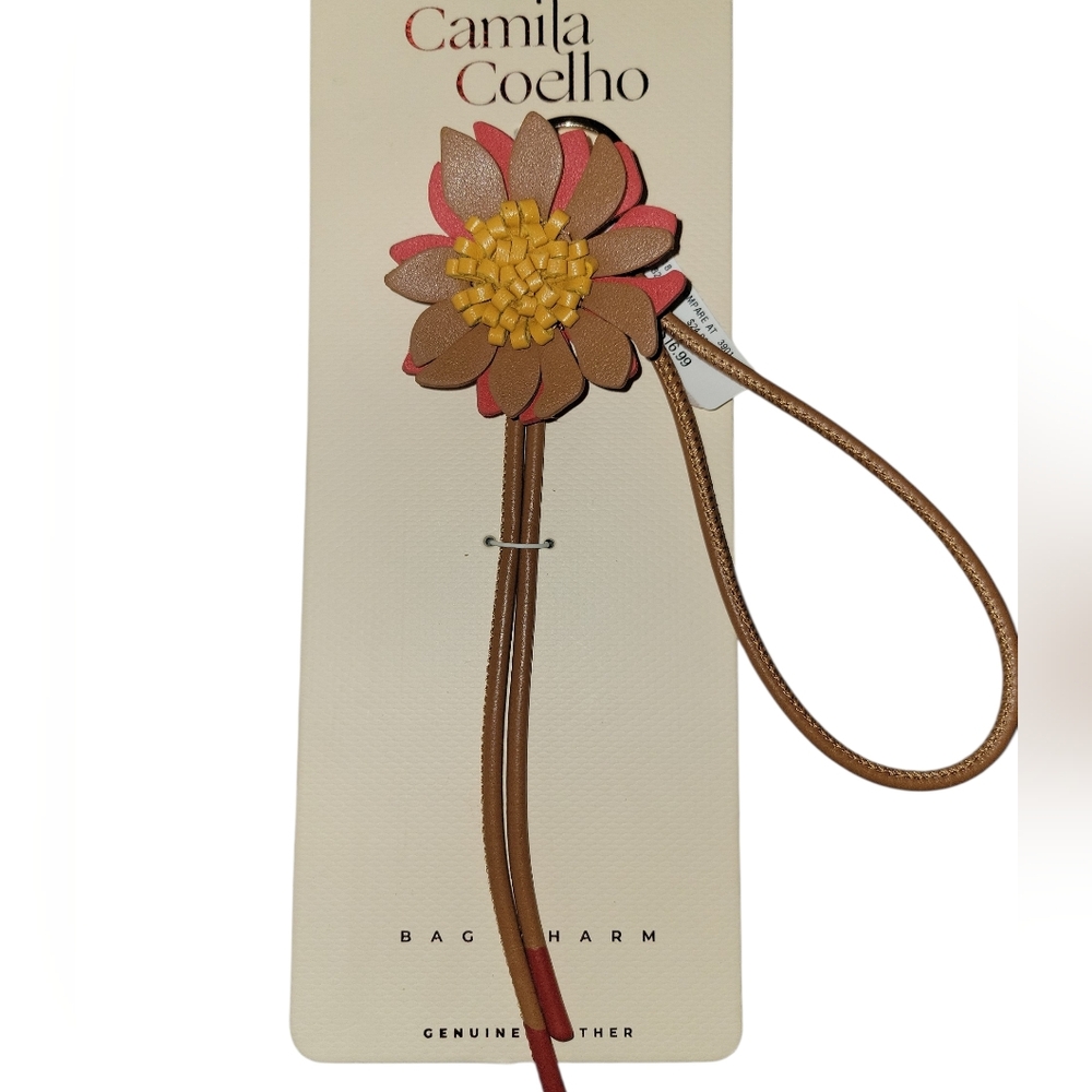 Camila Coelho Red and Yellow Leather Flower Charm